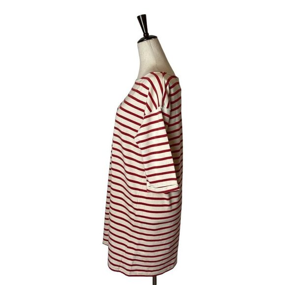Topshop Red And White Striped Cotton Short Sleeve Shift Mini Dress Size‎ 6 - Picture 4 of 10